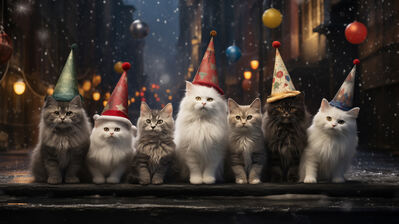 دانلود والپیپر گربه با کلاه کریسمس Cat Christmas Hat