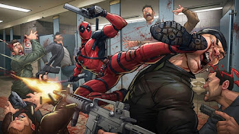 دانلود والپیپر ددپول مبارزه مارول کامیکس Deadpool Fighting Marvel Comics