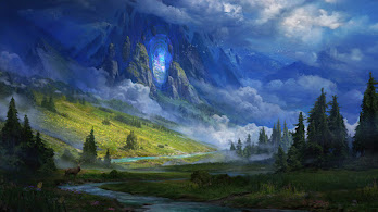 دانلود والپیپر منظره کوه فانتزی Fantasy Mountain Landscape