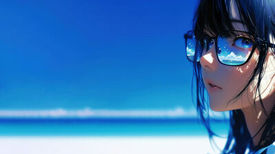دانلود والپیپر دختر انیمه ساحل عینک Anime Girl Beach Sunglasses