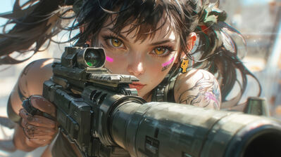 دانلود والپیپر دختر انیمه با اسلحه تک‌تیرانداز Anime Girl Sniper