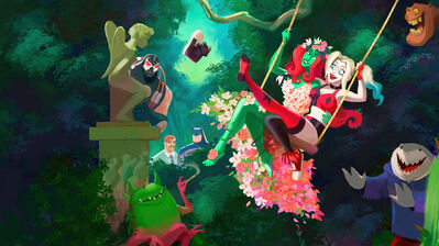 دانلود والپیپر هارلی کویین سریال هارلی کویین پوison آیوی بین کینگ شارک بتمن Harley Quinn Series Harley Quinn Poison Ivy Bane King Shark Batman