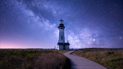 دانلود والپیپر فانوس دریایی شب آسمان پرستاره Lighthouse Night