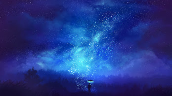 دانلود والپیپر آسمان شب ستاره‌ها منظره انیمه Night Sky Stars Scenery Anime
