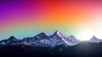 دانلود والپیپر کوه برفی با آسمان رنگی Snowy Mountain Colorful Sky