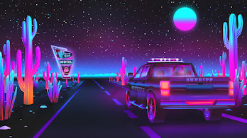 دانلود والپیپر سینت‌ویو شب پرستاره Synthwave Night Sky Starry