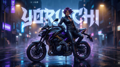 دانلود والپیپر یوروایچی و موتورسیکلت از بلچ Yoruichi Bleach Motorcycle