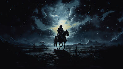 دانلود والپیپر کابوی و اسب شب Cowboy Horse Night
