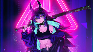 دانلود والپیپر سایبرپانک دختر انیمه Cyberpunk Anime Girl Digital Art