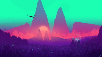 دانلود والپیپر مینیمال فانتزی Fantasy Scenery Minimalist Illustration Digital Art