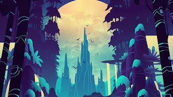 دانلود والپیپر شب جنگل و ماه دیجیتال آرت Forest Moon Night Digital Art