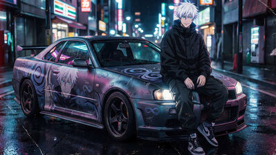 دانلود والپیپر گوجو و ماشین جوجوتسو کایسن Gojo JJK Car