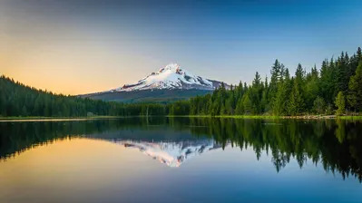 دانلود والپیپر منظره دریاچه و کوه Lake Forest Mountain