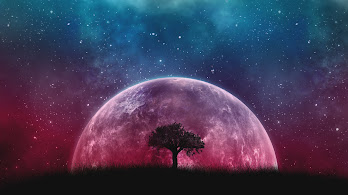 دانلود والپیپر منظره شب و ماه Moon Night Sky Stars Landscape