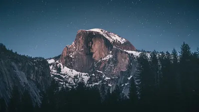 دانلود والپیپر منظره کوه و شب و جنگل Mountain Night Sky Forest