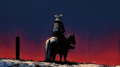 دانلود والپیپر سامورایی سوار بر اسب فانتزی Samurai Riding Horse Fantasy
