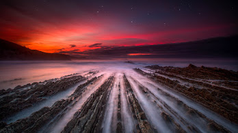 دانلود والپیپر منظره افق دریا در غروب Sea Sunset Horizon Scenery
