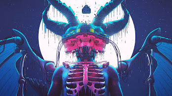 دانلود والپیپر جمجمه و شاخ شیطان Skull Demon Horn