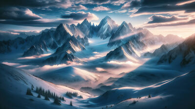 دانلود والپیپر منظره طلوع کوه برفی Snowy Mountain Sunrise Scenery