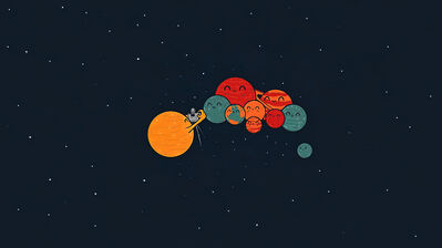 دانلود والپیپر خورشیدی و سیاره‌ها (کیوت فضایی) Solar System Cute Space