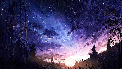 دانلود والپیپر غروب و ستاره Sunset Starry Night Anime