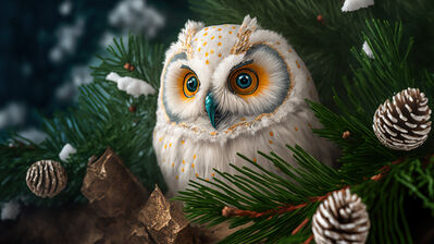 دانلود والپیپر جغد سفید White Owl Digital Art