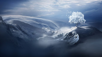 دانلود والپیپر منظره درخت برفی و کوه Winter Snow Tree Mountain Scenery Landscape