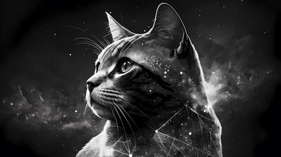 دانلود والپیپر دیجیتال آرت صورت فلکی گربه Cat Stars Constellation Digital Art Animal