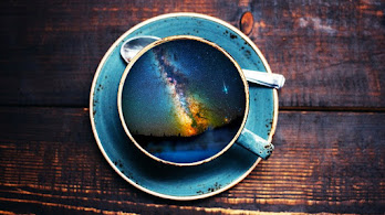 دانلود والپیپر فنجان قهوه شب ستاره دیجیتال آرت Coffee Cup Night Sky Stars Digital Art