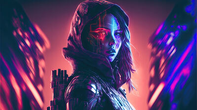 دانلود والپیپر دختر سایبرپانک Cyberpunk Girl Digital Art