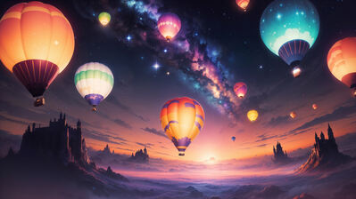 دانلود والپیپر منظره بالون هوای گرم طلوع خورشید Hot Air Balloon Sunrise