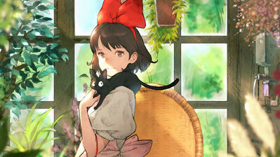 دانلود والپیپر سرویس تحویل کیکی با گربه Kiki's Delivery Service with Cat