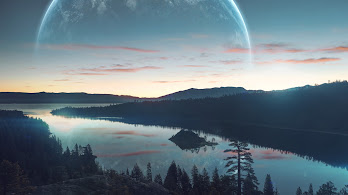 دانلود والپیپر جنگل و مهتاب Landscape Nature Forest Moon