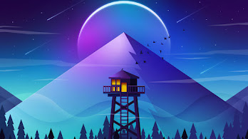 دانلود والپیپر مینیمالیست برج آتشنشانی Minimalist Mountain Firewatch