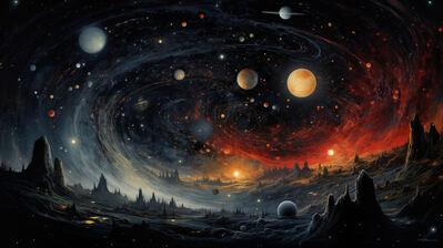 دانلود والپیپر منظره سیارات آسمان شب Planets Night Sky Scenery