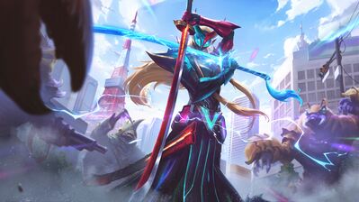 دانلود والپیپر اسپلش آرت یونه ماسکد جاستیس از League of Legends Yone Masked Justice Skin LoL Splash Art