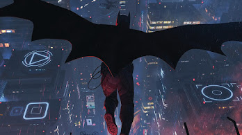 دانلود والپیپر بتمن در حال پرش از گاتهام سیتی Batman Jump Gotham