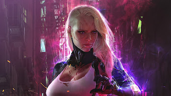 دانلود والپیپر دختر سایبرپانک علمی تخیلی Cyberpunk Girl Sci-Fi