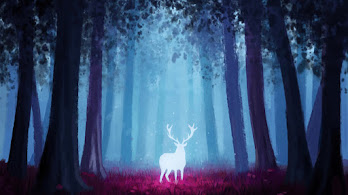 دانلود والپیپر گوزن جنگل فانتزی Deer Fantasy Forest Scenery Art