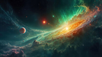 دانلود والپیپر کهکشان و سیاره Galaxy Planet Colorful Space