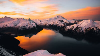 دانلود والپیپر دریاچه گاریبالدی کانادا Lake Sunset Lago Garibaldi