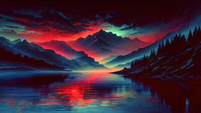 دانلود والپیپر کوه ابر شب دریاچه Mountain Clouds Night Lake
