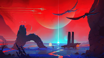 دانلود والپیپر سفینه فضایی علمی تخیلی Sci-Fi Spaceship Planet Landscape