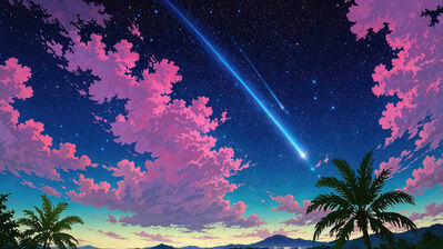 دانلود والپیپر ستاره دنباله‌دار آسمان شب Shooting Star Comet Night Sky