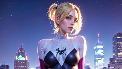 دانلود والپیپر اسپایدر گوئن شهر شب Spider-Gwen Night City