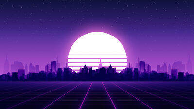 دانلود والپیپر غروب شهر سینت‌ویو Sunset City Synthwave