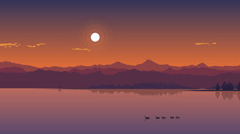 دانلود والپیپر مینیمال غروب دریاچه Sunset Lake Minimalist
