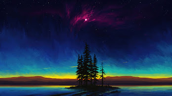 دانلود والپیپر غروب ماه آسمان شب Sunset Moon Night Sky