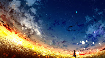 دانلود والپیپر آنیمه منظره آسمان غروب Sunset Sky Anime Scenery
