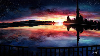 دانلود والپیپر انیمه منظره آسمان غروب Sunset Sky Scenery Anime | غروب انیمه یعنی روز تموم شد و تو هنوز هیچی نکردی. مثل همیشه.